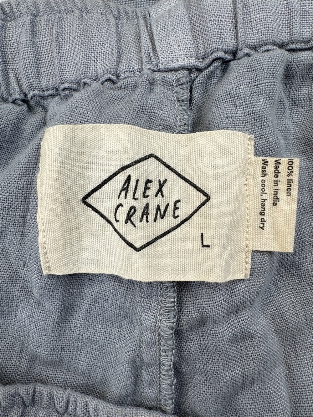 Alex Crane Bo Shorts Men Large Blue 100% Linen Striped Relax Drawstring Pockets - Picture 4 of 15
